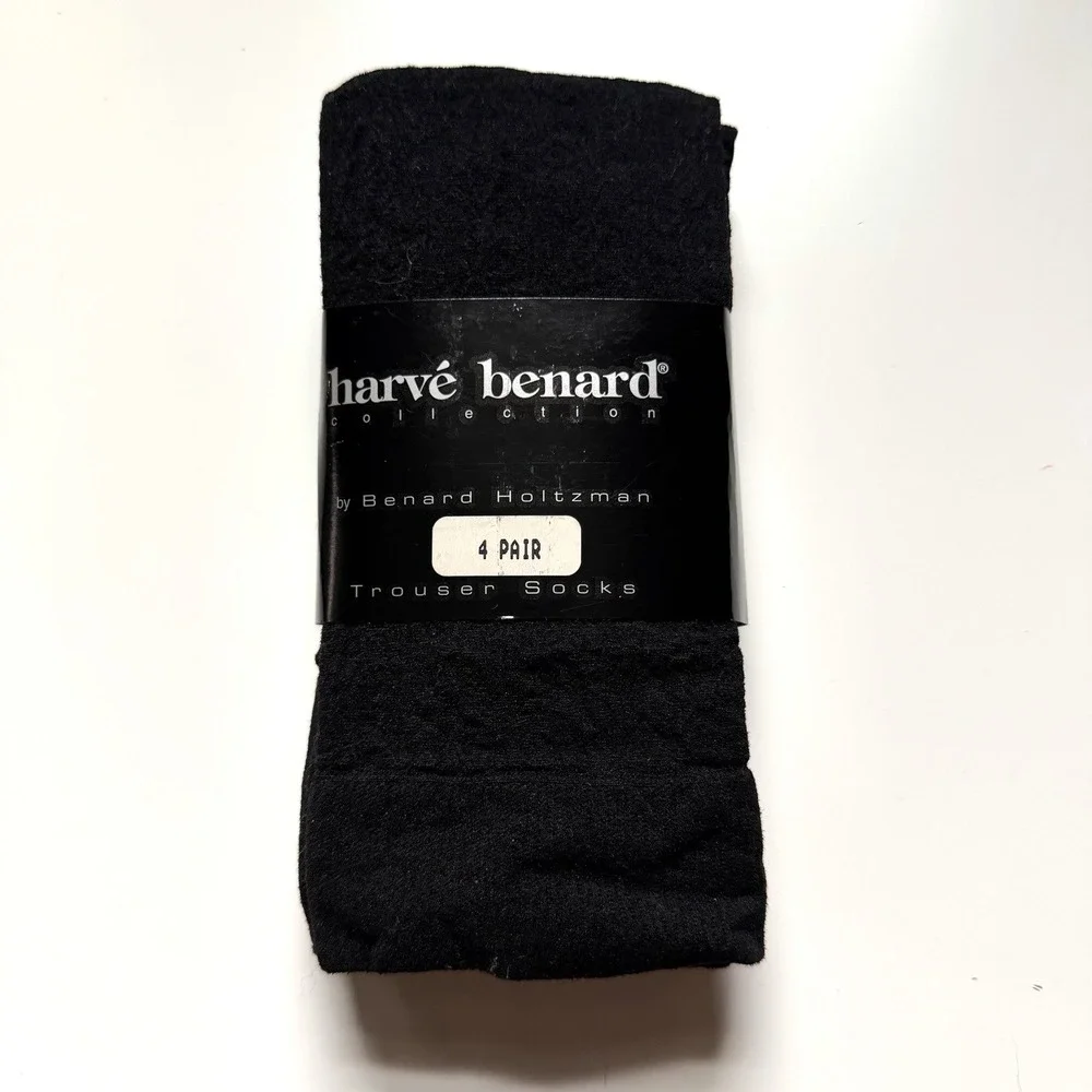 Harve Benard Trouser Socks 9-11 4 Pair‎ Pack Black Solid Pattern Mesh Neutral